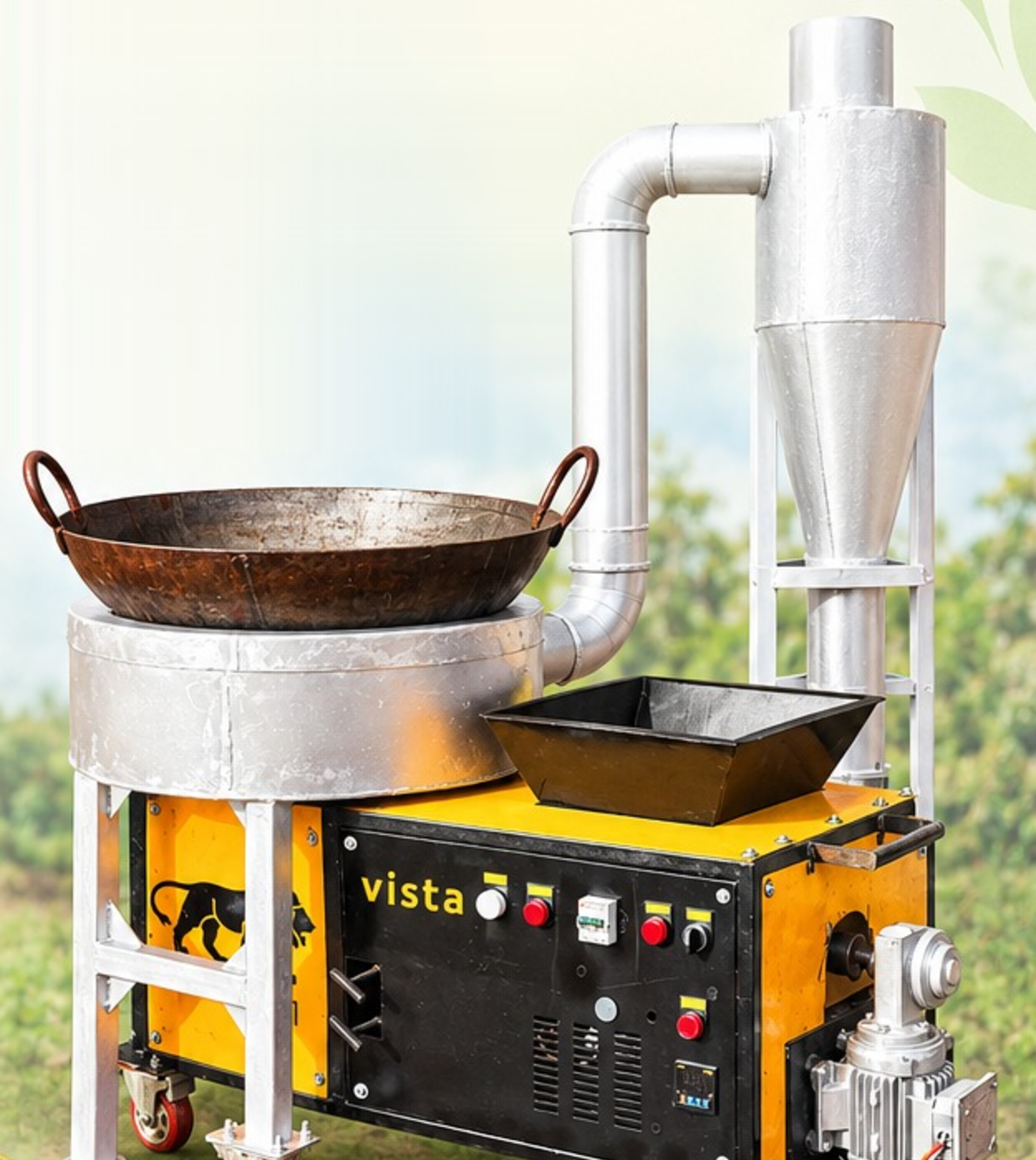 Vista vertical-fired pellet stove with kadhai and cyclone